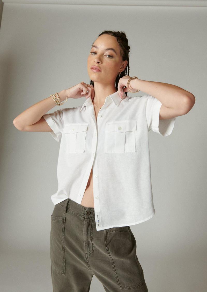 Lucky Brand Women's Linen Short Sleeve Shirt