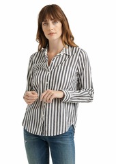 Lucky Brand Women's Long Sleeve Button Up Stiped Classic One Pocket Shirt  S