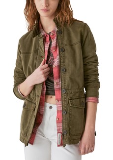 Lucky Brand Women's Long Sleeve Button Up Two Pocket Utility Jacket