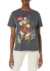 Lucky Brand womens Long Sleeve Crew-neck Coca Cola Santa Claus Boyfriend Tee Shirt   US