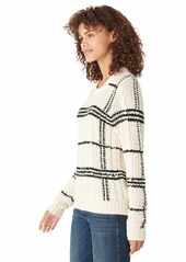 Lucky Brand Women's Long Sleeve Crew Neck Plaid Cable Sweater  XS