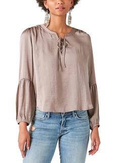 Lucky Brand Women's Long Sleeve Lace Up Blouse