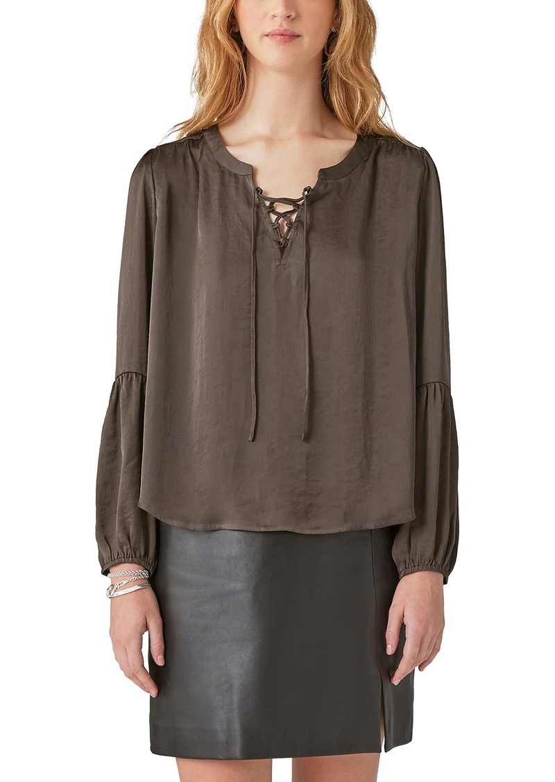 Lucky Brand Women's Long Sleeve Lace Up Blouse