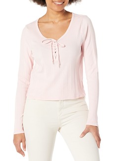Lucky Brand Women's Long Sleeve Lace Up Top