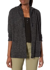 Lucky Brand Women's Long Sleeve Open Front Swit Hooded Cardigan Sweater  M