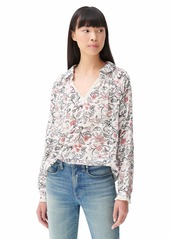 Lucky Brand womens Long Sleeve V Neck Floral Print Popover Shirt   US