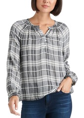 Lucky Brand womens Long Sleeve V Neck Jessica Popover Top Blouse   US