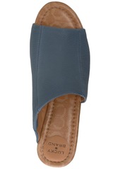 Lucky Brand Women's Malenka Slip-On Wedge Sandals - Smoke Grey Leather