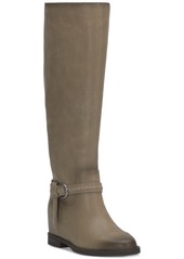 Lucky Brand Women's Maltet Tall Buckle Riding Boots - Silver Cloud Summer Haze Leather