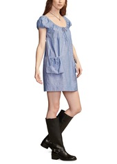 Lucky Brand Women's Market Puff-Sleeve Shift Dress - Light Blue