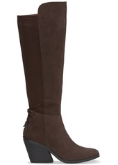 Lucky Brand Women's Mekinna Lace-Up Stacked-Heel Dress Boots - Chocolate Suede