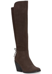 Lucky Brand Women's Mekinna Lace-Up Stacked-Heel Dress Boots - Chocolate Suede