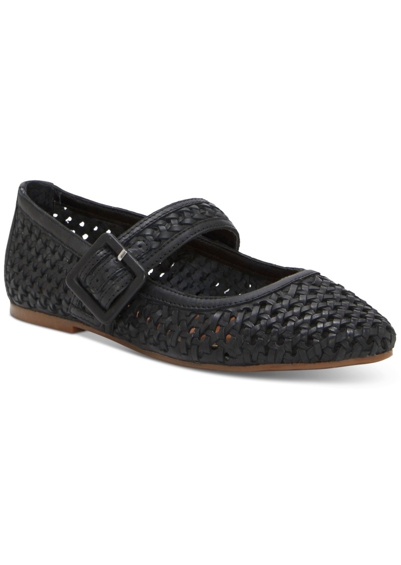 Lucky Brand Women's Millit Woven Buckle Mary Jane Flats - Black Leather