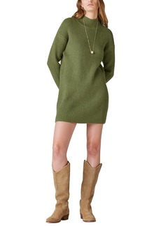Lucky Brand Women's Mock Neck Knit Sweater Dress - Army Green Combo