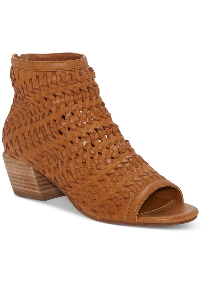 Lucky Brand Women's Mofira Woven Peep Toe Heeled Sandals - Tan Leather