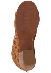 Lucky Brand Women's Mofira Woven Peep Toe Heeled Sandals - Tan Leather