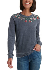 Lucky Brand Women's Necklace Embroidered Novelty Sweatshirt  XS