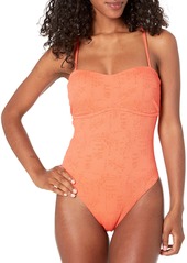 Lucky Brand Women's Standard One Piece Swimsuit hot Coral//Doheny Beach XS