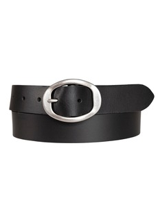 Lucky Brand Women's Oval Center Bar Buckle Leather Belt - Black
