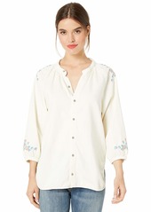 Lucky Brand Women's Peasant Shirt with Embroidery  S