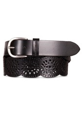 Lucky Brand Women's Perforated Scalloped Edge Leather Belt - Brown