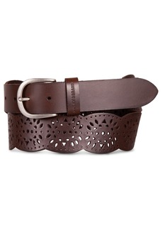 Lucky Brand Women's Perforated Scalloped Edge Leather Belt - Brown