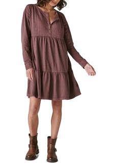 Lucky Brand Women's Pintuck Tiered Knit Henley Dress - Huckleberry