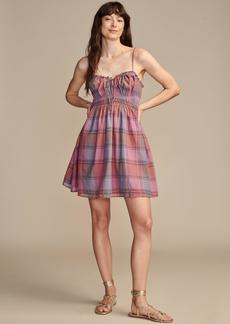 Lucky Brand Women's Plaid Smocked Sweetheart Mini Dress