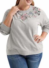 Lucky Brand Women's Plus Size Floral Pullover Sweatshirt