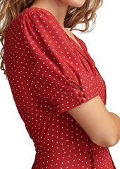 Lucky Brand Women's Polka Dot Fit & Flare Mini Dress - Red  Cream Dot