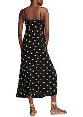 Lucky Brand Women's Polka Dot Midi Slipdress - Black  Cream Dot