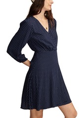 Lucky Brand Women's Polka Dot Wrap Dress - Navy  Cream Dot