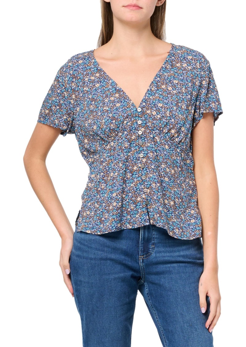 Lucky Brand Women's Printed Button Front Top