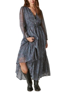Lucky Brand Women's Printed Metallic Chiffon Maxi Dress - Flint Stone Multi