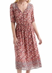 Lucky Brand Women's Printed Peasant Dress red Multi M
