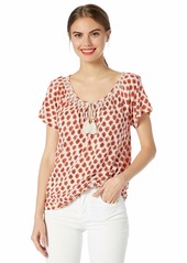 Lucky Brand Women's Printed Smocked TOP  S