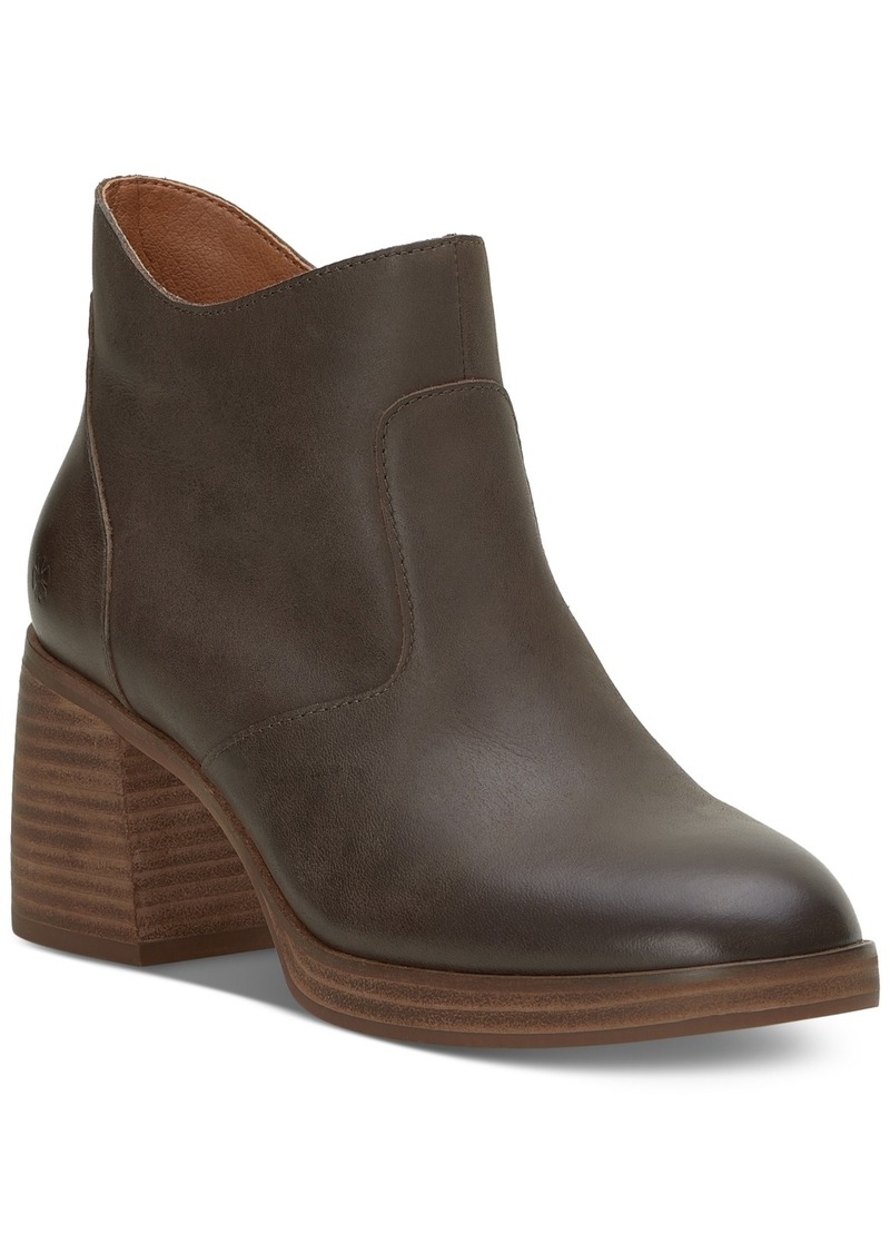 Lucky Brand Women's Quinlee Block-Heel Ankle Booties - Chocolate Leather