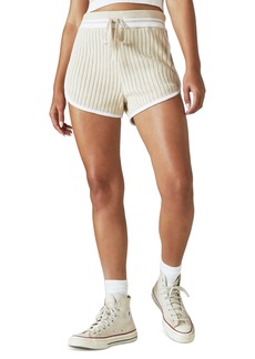 Lucky Brand Women's Ribbed-Knit Drawstring Shorts - Oyster Grey Combo