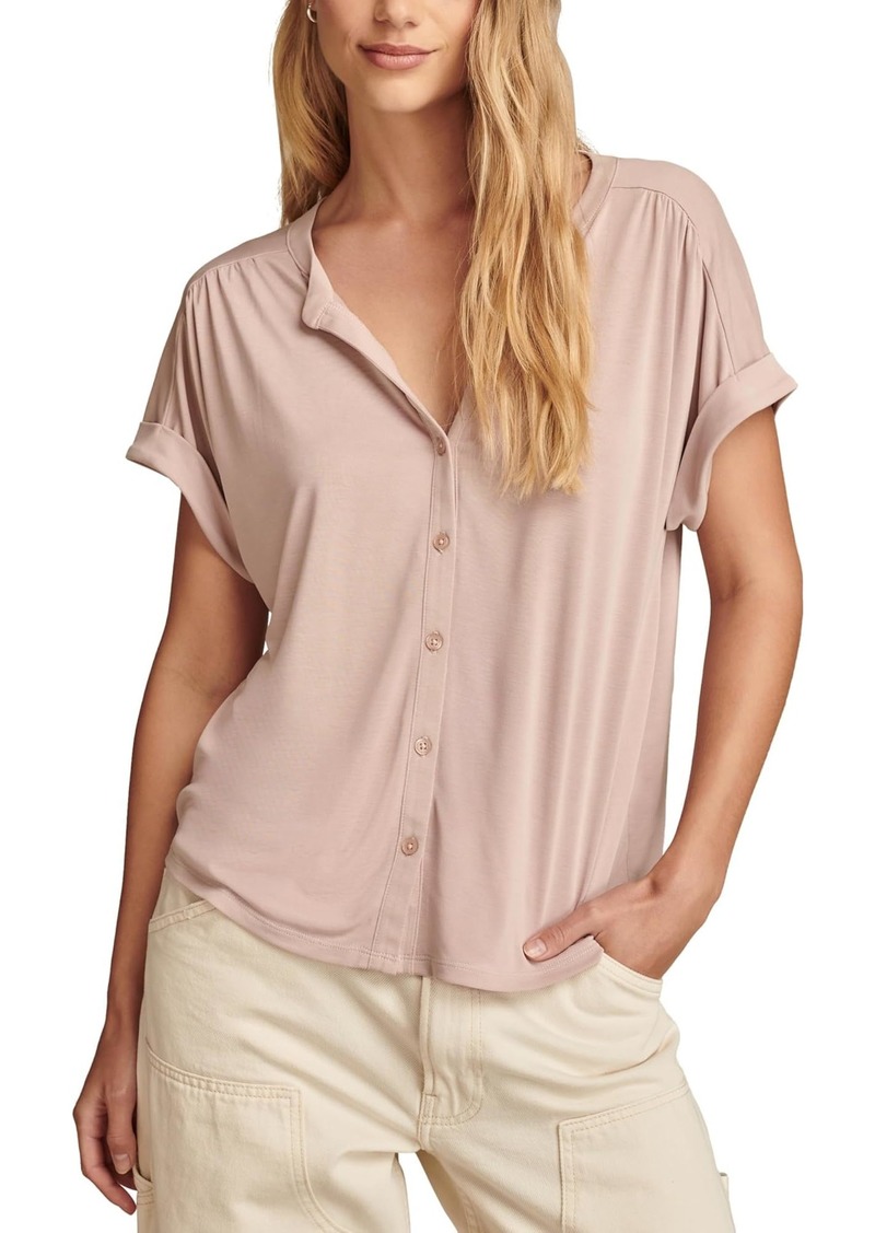 Lucky Brand Women's Sandwash Short Sleeve Button Front Top