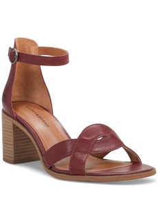 Lucky Brand Women's Sarwa Ankle Strap Dress Sandals - Sundried Tomato Leather