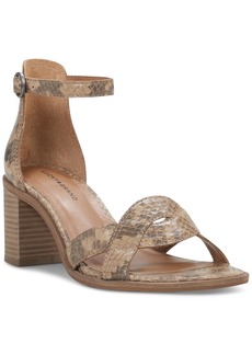 Lucky Brand Women's Sarwa Ankle Strap Dress Sandals - Natural/Snake Multi Leather