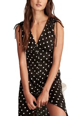 Lucky Brand Women's Satin Button-Front Midi Dress - Black Dot