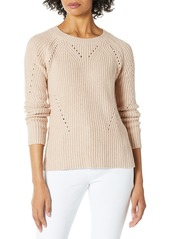 Lucky Brand Women's Scoop Neck Solid Pointelle Sweater  S