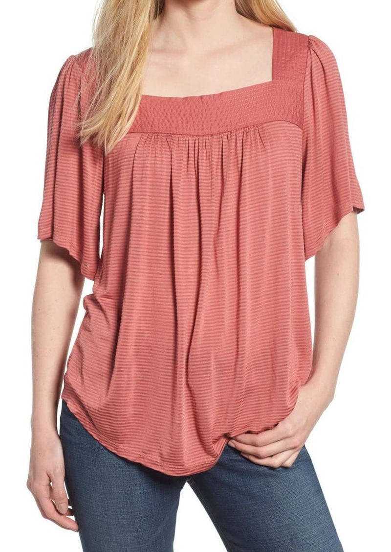 Lucky Brand womens Shadow Stripe Solid Peasant Top Shirt   US