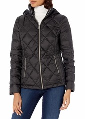 Lucky Brand Women's Short Packable Down Coat with Quilt Detail  XSmall