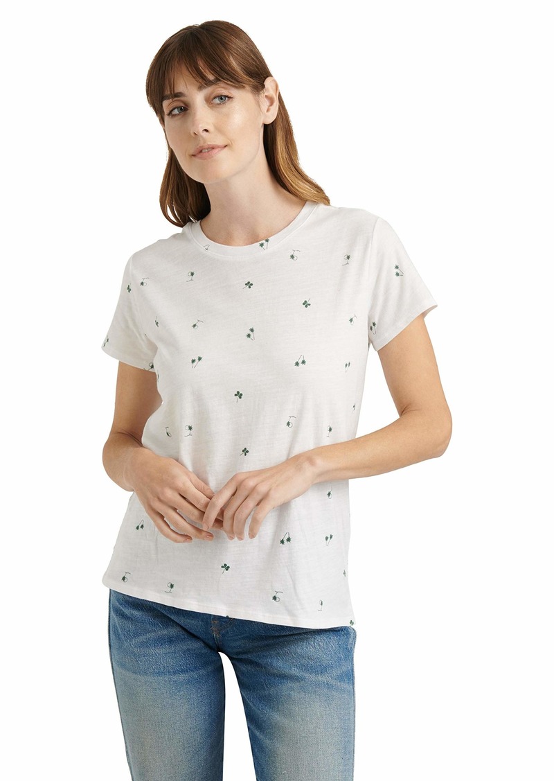 Lucky Brand Women's Short Sleeve Crew Neck Allover Clover Tee