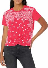 Lucky Brand womens Short Sleeve Crew Neck Bandana Knot Front Tee T Shirt   US