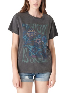 Lucky Brand Women's Short Sleeve Grow As One Floral Boyfriend Graphic Tee  XS