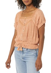 Lucky Brand Women's Short Sleeve Peasant Top