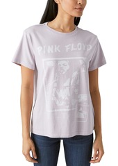 Lucky Brand Women's Short Sleeve Pink Floyd Grunge Graphic Tee